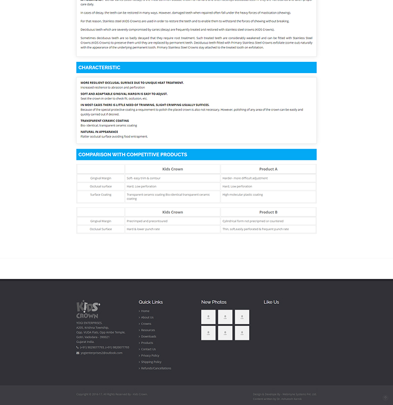 KidsCrown – E-Comm. Application for Dentist